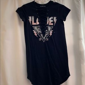 Black Laced Up T-Shirt Dress